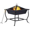 vidaXL Fire Pit Black 17.7"x17.7"x17.7" Steel