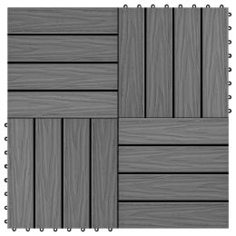 vidaXL 11 pcs Decking Tiles Deep Embossed WPC 11.8"x11.8" 1 sqm Gray