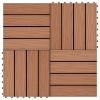 vidaXL 11 pcs Decking Tiles Deep Embossed WPC 11.8"x11.8" 1 sqm Light Brown