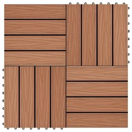 vidaXL 11 pcs Decking Tiles Deep Embossed WPC 11.8"x11.8" 1 sqm Light Brown