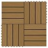 vidaXL 11 pcs Decking Tiles Deep Embossed WPC 11.8"x11.8" 1 sqm Teak Color