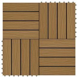 vidaXL 11 pcs Decking Tiles Deep Embossed WPC 11.8"x11.8" 1 sqm Teak Color