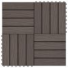 vidaXL 11 pcs Decking Tiles Deep Embossed WPC 11.8"x11.8" 1 sqm Dark Brown