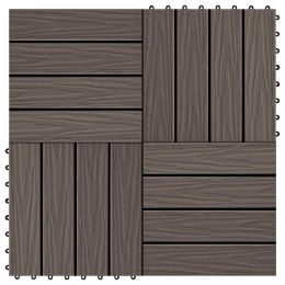 vidaXL 11 pcs Decking Tiles Deep Embossed WPC 11.8"x11.8" 1 sqm Dark Brown