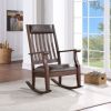 Raina Rocking Chair; Brown PU & Walnut Finish