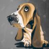 Gold basset hound dog - 08x08 Print on canvas