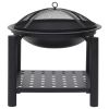 vidaXL Fire Pit with Poker 21.3"x21.3"x21.7" Steel