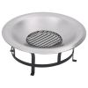 vidaXL Outdoor Fire Pit with Grill Stainless Steel 29.9"