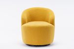 Teddy Fabric Swivel Accent Armchair Barrel Chair With Black Powder Coating Metal Ring; Yellow