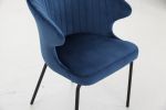 Dining Chairs set of 2; Upholstered Side Chairs; Kitchen Chairs Accent Chair Cushion Upholstered Seat with Metal Legs for Living Room Blue