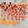 Abstract red dotted flowers field - 08x08 Print on canvas