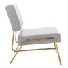 Wire Metal Frame Slipper Chair; Armless Accent Chair Lounge Chair for Living Room; Bedroom; Home Office; Grey Linen