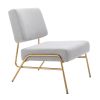 Wire Metal Frame Slipper Chair; Armless Accent Chair Lounge Chair for Living Room; Bedroom; Home Office; Grey Linen