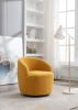 Teddy Fabric Swivel Accent Armchair Barrel Chair With Black Powder Coating Metal Ring; Yellow