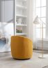 Teddy Fabric Swivel Accent Armchair Barrel Chair With Black Powder Coating Metal Ring; Yellow