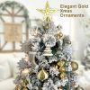 109 CT Gold Christmas Ornaments Set 2022 Decorative Christmas Tree Decorations; Various 25 styles of Xmas Decor with Christmas Balls; Stocks; Star; Ic