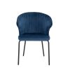 Dining Chairs set of 2; Upholstered Side Chairs; Kitchen Chairs Accent Chair Cushion Upholstered Seat with Metal Legs for Living Room Blue