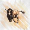 Bull running watercolor - 08x08 Print on canvas