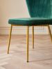 Modern Living Dining Room Chairs; Mid Century Modern Kitchen Chairs; Small Velvet Accent Chair with Golden Metal Legs; Leisure Chairs Set of 2