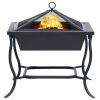 vidaXL Fire Pit Black 17.7"x17.7"x17.7" Steel