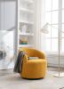 Teddy Fabric Swivel Accent Armchair Barrel Chair With Black Powder Coating Metal Ring; Yellow