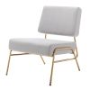 Wire Metal Frame Slipper Chair; Armless Accent Chair Lounge Chair for Living Room; Bedroom; Home Office; Grey Linen