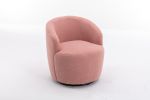 Teddy Fabric Swivel Accent Armchair Barrel Chair With Black Powder Coating Metal Ring; Light Pink