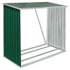 vidaXL Garden Log Storage Shed Galvanized Steel 64.2"x32.7"x60.6" Green