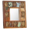 vidaXL Mirror with Buddha Cladding 19.7"x19.7" Solid Reclaimed Wood