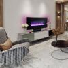 36 Inch Curved Front Electric Fireplace; Freestanding or Wall Mounted Electric Fireplace with Adjustable Flame Color & Remote Control