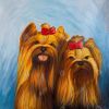 Two smiling dogs with bow tie - 12x12 Print on canvas