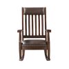 Raina Rocking Chair; Brown PU & Walnut Finish