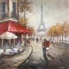 Couple walking in paris street - 32x32 Print on canvas