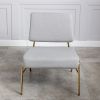 Wire Metal Frame Slipper Chair; Armless Accent Chair Lounge Chair for Living Room; Bedroom; Home Office; Grey Linen