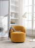 Teddy Fabric Swivel Accent Armchair Barrel Chair With Black Powder Coating Metal Ring; Yellow