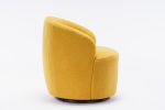 Teddy Fabric Swivel Accent Armchair Barrel Chair With Black Powder Coating Metal Ring; Yellow