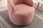 Teddy Fabric Swivel Accent Armchair Barrel Chair With Black Powder Coating Metal Ring; Light Pink