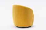 Teddy Fabric Swivel Accent Armchair Barrel Chair With Black Powder Coating Metal Ring; Yellow