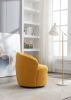 Teddy Fabric Swivel Accent Armchair Barrel Chair With Black Powder Coating Metal Ring; Yellow