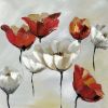 Abstract red and white flowers - 08x08 Print on canvas