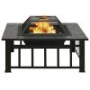 vidaXL Garden Fire Pit with Poker 31.9"x31.9"x18.5" XXL Steel