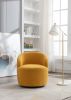 Teddy Fabric Swivel Accent Armchair Barrel Chair With Black Powder Coating Metal Ring; Yellow