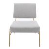 Wire Metal Frame Slipper Chair; Armless Accent Chair Lounge Chair for Living Room; Bedroom; Home Office; Grey Linen