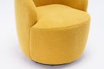 Teddy Fabric Swivel Accent Armchair Barrel Chair With Black Powder Coating Metal Ring; Yellow