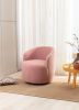 Teddy Fabric Swivel Accent Armchair Barrel Chair With Black Powder Coating Metal Ring; Light Pink