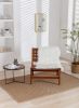 COOLMORE Solid Wood Frame Chair With White Wool Carpet. Modern Accent Chair Lounge Chair for Living Room