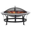 vidaXL Outdoor Fire Pit with Grill Stainless Steel 29.9"