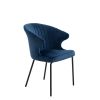 Dining Chairs set of 2; Upholstered Side Chairs; Kitchen Chairs Accent Chair Cushion Upholstered Seat with Metal Legs for Living Room Blue