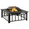 vidaXL Garden Fire Pit with Poker 31.9"x31.9"x18.5" XXL Steel