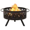 vidaXL Rustic Fire Pit with Poker 29.9" XXL Steel